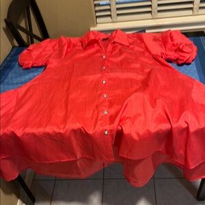 Women's Coral Button-Up Blouse